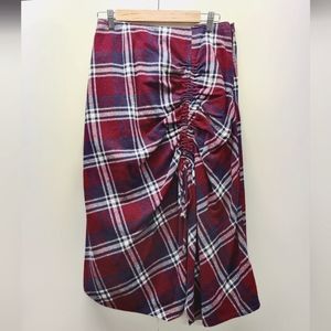 Handmade cotton flannel skirt blue and red plaid size 6 with pockets